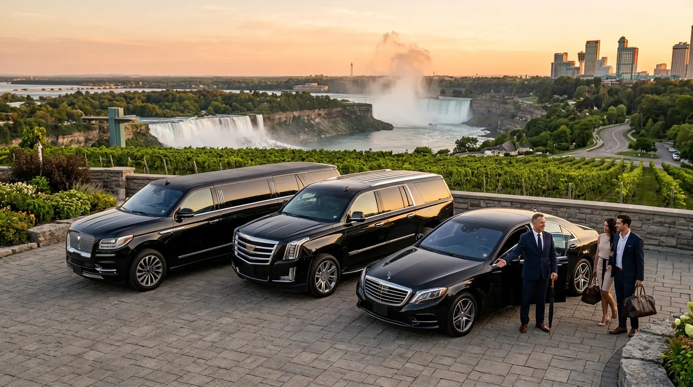 Luxury limo fleet ready for Hamilton to Niagara Falls private transportation service