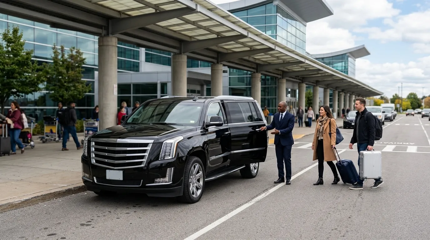 Luxury SUV providing Buffalo Airport limo service to Niagara Falls with a professional chauffeur.
