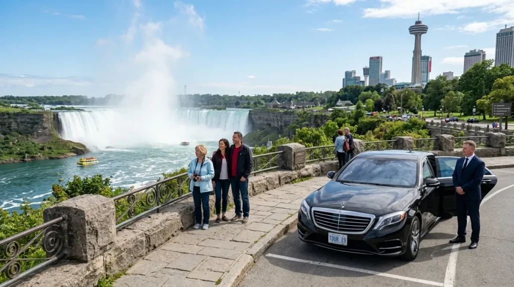 Private chauffeur tour visiting major Niagara Falls attractions along Niagara Parkway